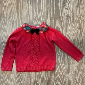 Toddler Christmas Plaid Sweater Peter Pan Collar 4T